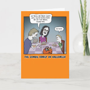Funny Zombie Family Dinner Halloween Kaart