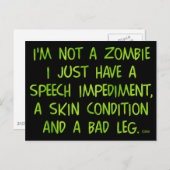 Funny Zombie geen Zombie Groene Feestdagenkaart (Voorkant / Achterkant)