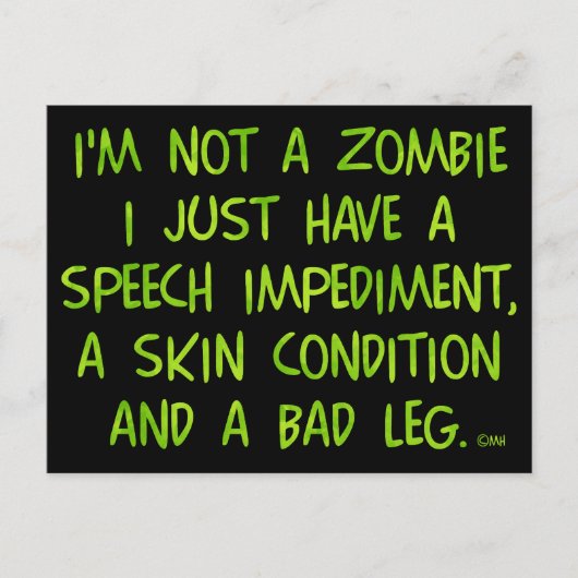 Funny Zombie geen Zombie Groene Feestdagenkaart (Voorkant)