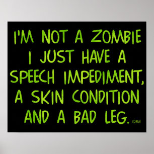 Funny Zombie geen Zombie Groene Poster