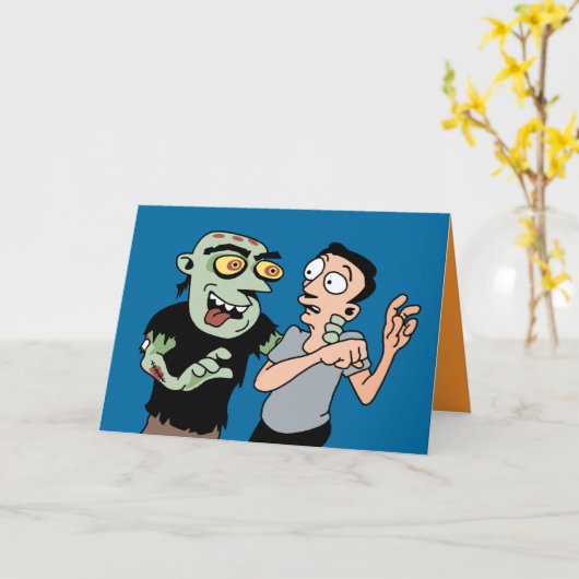 Funny Zombie Halloween Card Kaart (Gele Bloem)