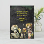 Funny Zombie Halloween Cocktail Party Invitation Kaart (Staand voorkant)