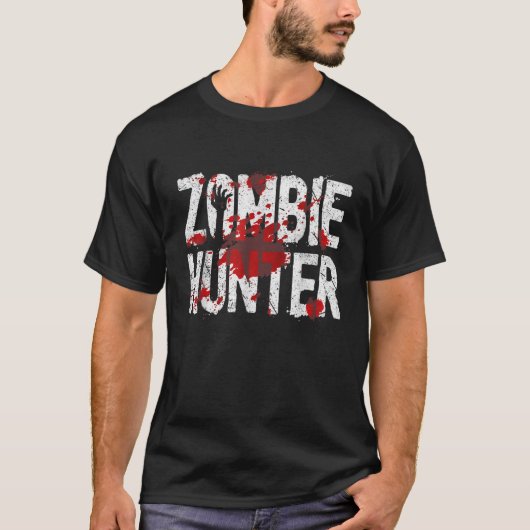 Funny Zombie Hunter Halloween Costume Blood Splatt T-shirt (Voorkant)