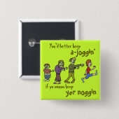 Funny Zombie Joggin' Noggin Vierkante Button 5,1 Cm (Voorkant /achterkant)
