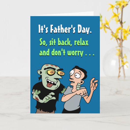 Funny Zombie-Vaderdag Kaart (Gele Bloem)