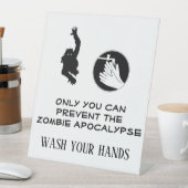 Funny Zombie Wash Hands Restaurant Bathroom Reclamebord Met Voetstuk (Insitu)