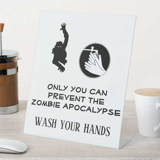Funny Zombie Wash Hands Restaurant Bathroom Reclamebord Met Voetstuk (Insitu)