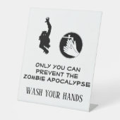 Funny Zombie Wash Hands Restaurant Bathroom Reclamebord Met Voetstuk (Voorkant)