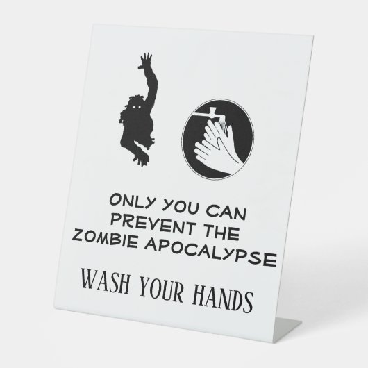 Funny Zombie Wash Hands Restaurant Bathroom Reclamebord Met Voetstuk (Voorkant)
