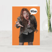 Funny Zombie Wino Happy Hallowine Kaart (Voorkant)