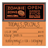 Funny Zombie Zone BYOB brengt je eigen hersenen me Poster (Voorkant)