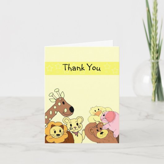 Funny Zoo Animal Dank je Bedankkaart (Voorkant)