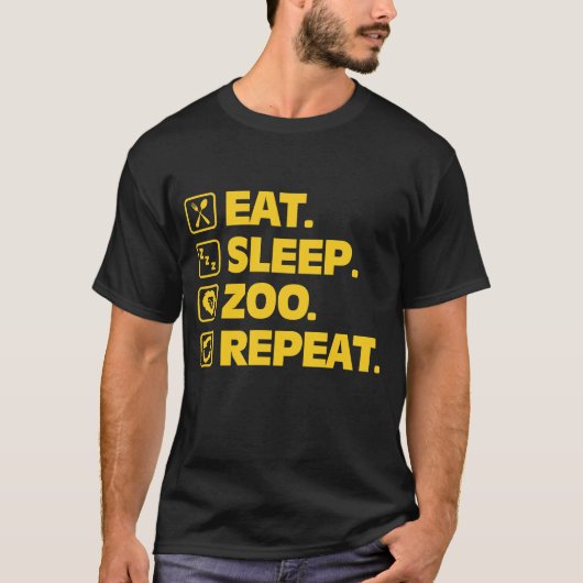 Funny Zookeeper Gift Eat Sleep Zoo Herhaal Dier T-shirt (Voorkant)