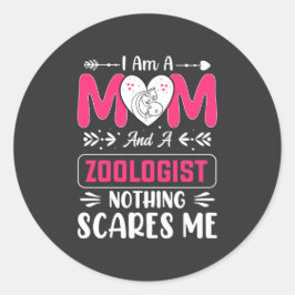 Funny Zoologist Mam, Zoologist Mam Ronde Sticker