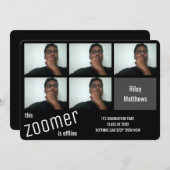 Funny Zoomer Virtual Class Black Photo Afstuderen Aankondiging (Voorkant / Achterkant)