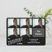 Funny Zoomer Virtual Class Black Photo Afstuderen Aankondiging (Staand voorkant)