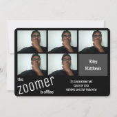 Funny Zoomer Virtual Class Black Photo Afstuderen Aankondiging (Voorkant)