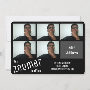 Funny Zoomer Virtual Class Black Photo Afstuderen Aankondiging