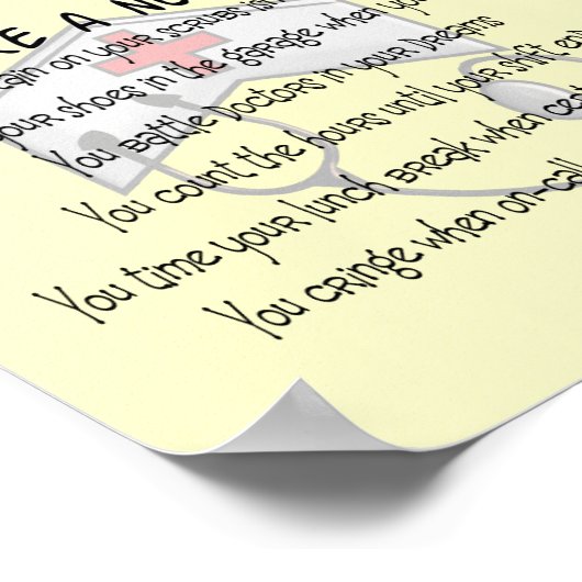 Funny Zurse Poster "Je bent een verpleegster als" (Hoek)