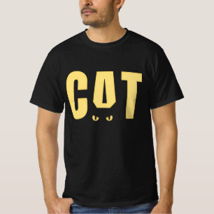 Funny Zwart Kat Grafisch T-Shirt voor Mannen   Coo