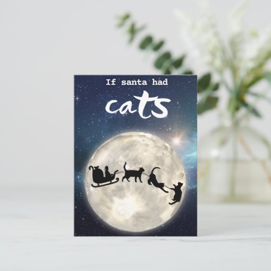 Funny zwarte kerstkat feestdagenkaart (Staand voorkant)