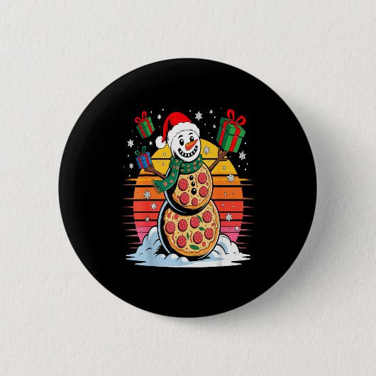Funny Zza Snowman Christmas Holiday Food Ronde Button 5,7 Cm (Voorkant)