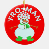 Funny'Fro Snowman Kerstmis Keramisch Ornament (Achterkant)