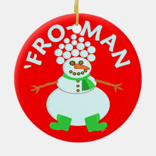 Funny'Fro Snowman Kerstmis Keramisch Ornament (Achterkant)