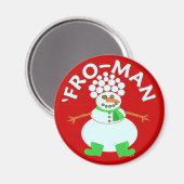 Funny'Fro Snowman Kerstmis Magneet (Voorkant / Achterkant)