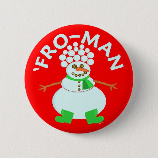 Funny'Fro Snowman Kerstmis Ronde Button 5,7 Cm (Voorkant)