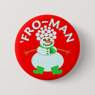 Funny'Fro Snowman Kerstmis Ronde Button 5,7 Cm