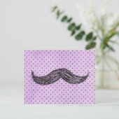    FunnyMustache-tekening met Paarse poka-punten Briefkaart (Staand voorkant)