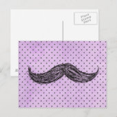    FunnyMustache-tekening met Paarse poka-punten Briefkaart (Voorkant / Achterkant)