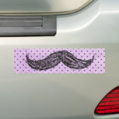 FunnyMustache-tekening met Paarse poka-punten Bumpersticker (Op auto)