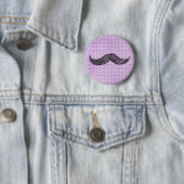    FunnyMustache-tekening met Paarse poka-punten Ronde Button 5,7 Cm (In situ)