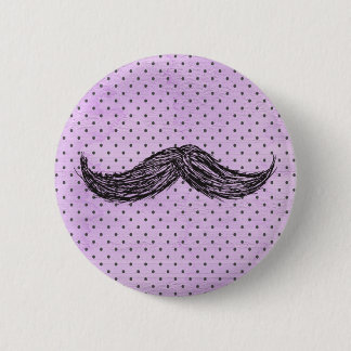    FunnyMustache-tekening met Paarse poka-punten Ronde Button 5,7 Cm