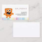 FunnyTitle Schattige Oranje Monster Alien Kinder N Visitekaartje (Voorkant / Achterkant)