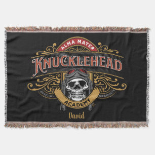 FunnyVintage Knucklehead Academy Skull Deken