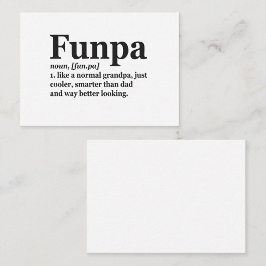 Funpa Funny Definition is alleen koeler opa pa Notitiekaartje (Voorkant / Achterkant)