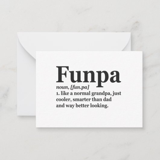Funpa Funny Definition is alleen koeler opa pa Notitiekaartje (Voorkant)