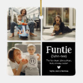 Funtie 3 Fotocollage Definitie Schattige Kerstmis Keramisch Ornament (Achterkant)