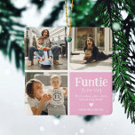Funtie 3 Fotocollage Definitie Schattige Kerstmis Keramisch Ornament<br><div class="desc">Schimmels kerstversiering. Perfecte cadeaus voor een FUN AUNTIE! Upload eenvoudig 3 van uw favoriete afbeeldingen,  pas de definitie aan en personaliseer door naam/s toe te voegen.</div>
