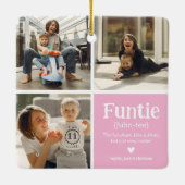 Funtie 3 Fotocollage Definitie Schattige Kerstmis Keramisch Ornament (Achterkant)