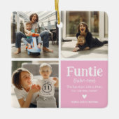 Funtie 3 Fotocollage Definitie Schattige Kerstmis Keramisch Ornament (Voorkant)