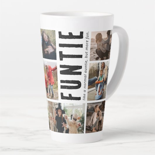 Funtie Auntie Foto Collage Latte Mok (Rechterhoek)
