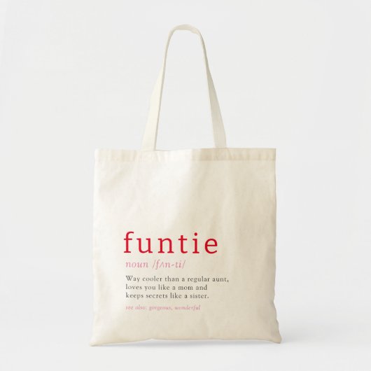 Funtie Definitie Hart Tante Tote Bag (Voorkant)