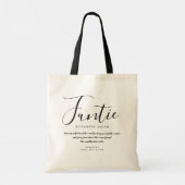 Funtie Elegant Girly Script Fun Auntie Quote Tote Bag (Achterkant)