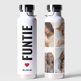 Funtie | Fun Cool Aunt Custom Name 4 Photo Collage Waterfles