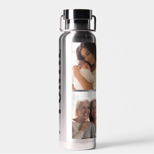 Funtie | Fun Cool Aunt Custom Name 4 Photo Collage Waterfles (Achterkant)