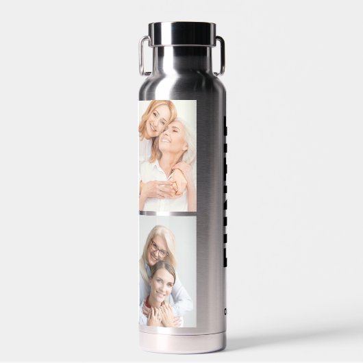 Funtie | Fun Cool Aunt Custom Name 4 Photo Collage Waterfles (Voorkant)